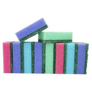 Green pink purple dish sponge